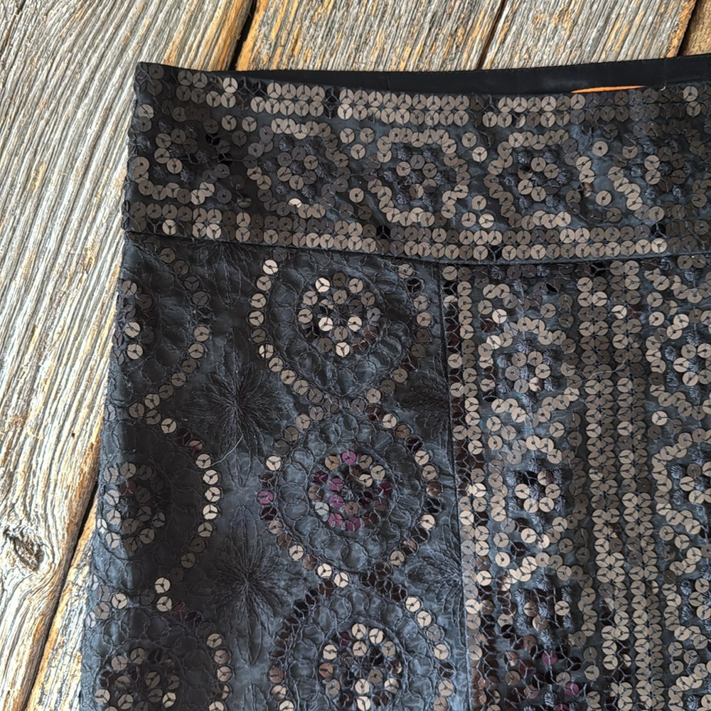 Tory Burch Isis Sequin Black Skirt Size 10 - Picture 5 of 11